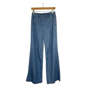 J.Crew Womens Wide-Leg Denim Pants Size 8 Blue
